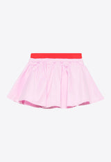 MSGM Kids Girls Logo Embroidered Flared Skirt Pink S5MSJGST264_PINK