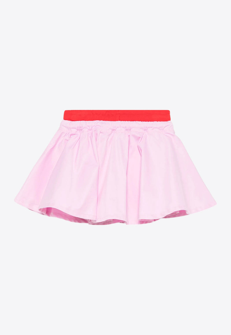 MSGM Kids Girls Logo Embroidered Flared Skirt Pink S5MSJGST264_PINK