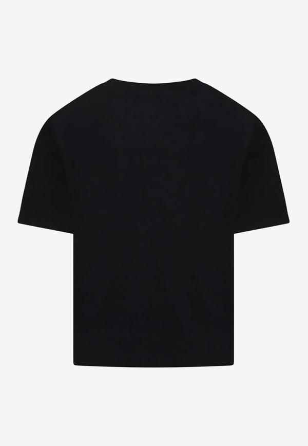 MSGM Kids Girls Floral Logo Beaded T-shirt Black S5MSJGTH105_BLACK