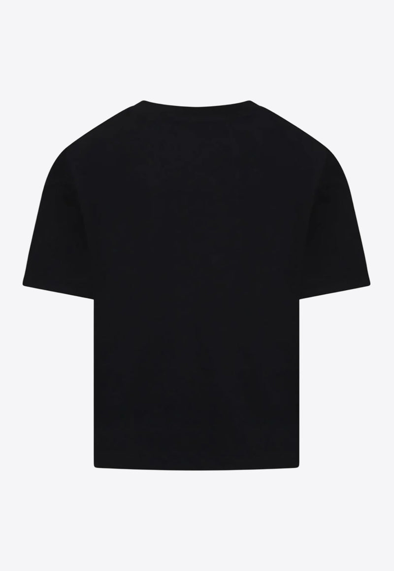 MSGM Kids Girls Floral Logo Beaded T-shirt Black S5MSJGTH105_BLACK