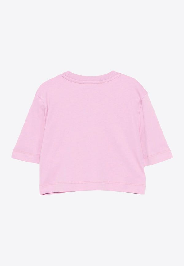 MSGM Kids Girls Flower Appliqué Logo T-shirt Pink S5MSJGTH118_PINK