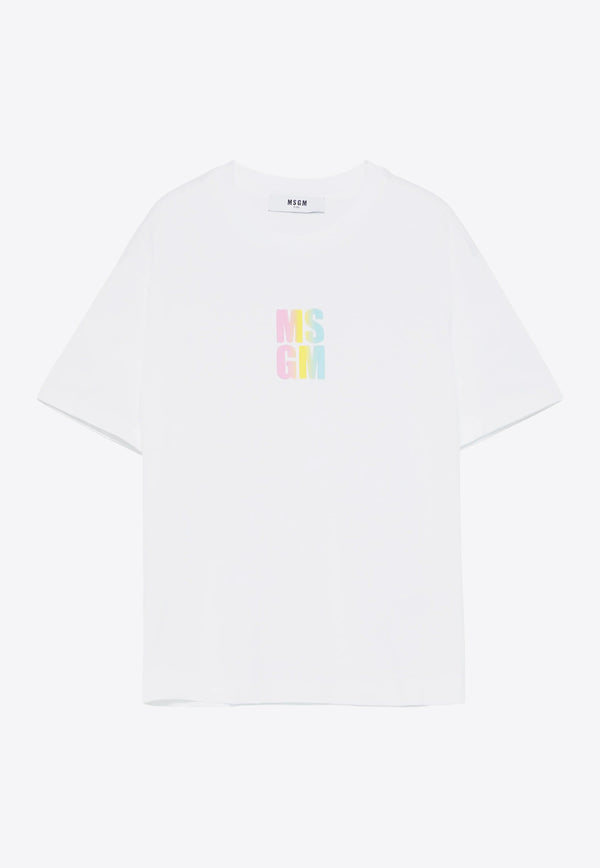 MSGM Kids Girls Logo Print T-shirt White S5MSJGTH218_WHITE