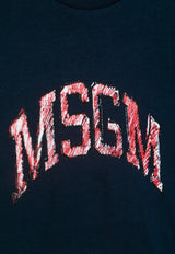 MSGM Kids Girls Sketch Logo T-shirt Blue S5MSJGTH255_BLUE
