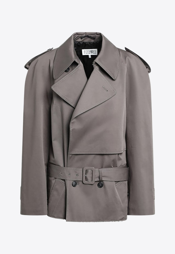 MM6 Maison Margiela Double-Breasted Short Trench Coat Gray S62AN0154S54452/R_MM6-810