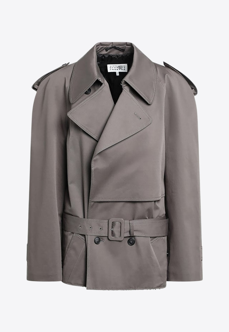 MM6 Maison Margiela Double-Breasted Short Trench Coat Gray S62AN0154S54452/R_MM6-810