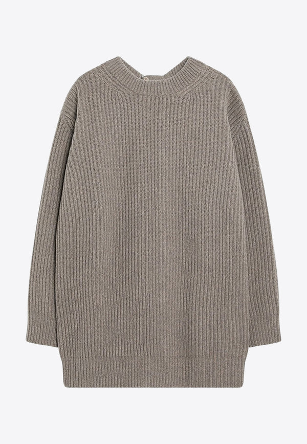 MM6 Maison Margiela Oversized Wool-Blend Ribbed Sweater Beige S62HL0042M13193/R_MM6-114