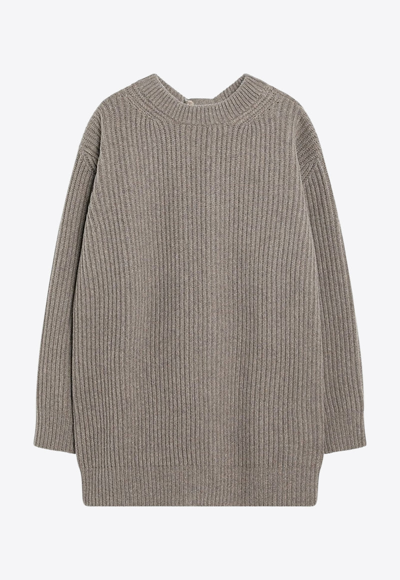MM6 Maison Margiela Oversized Wool-Blend Ribbed Sweater Beige S62HL0042M13193/R_MM6-114