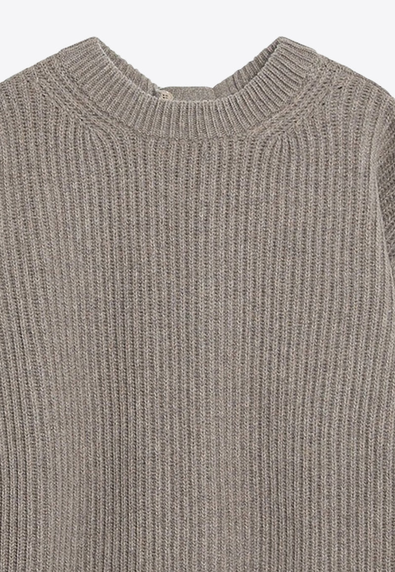 MM6 Maison Margiela Oversized Wool-Blend Ribbed Sweater Beige S62HL0042M13193/R_MM6-114