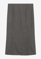 MM6 Maison Margiela Patterned Wool Midi Skirt  Brown S62ME0017M35636/R_MM6-001F