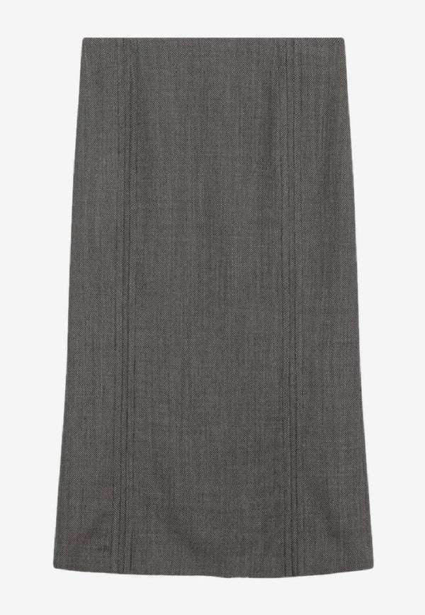 MM6 Maison Margiela Patterned Wool Midi Skirt  Brown S62ME0017M35636/R_MM6-001F