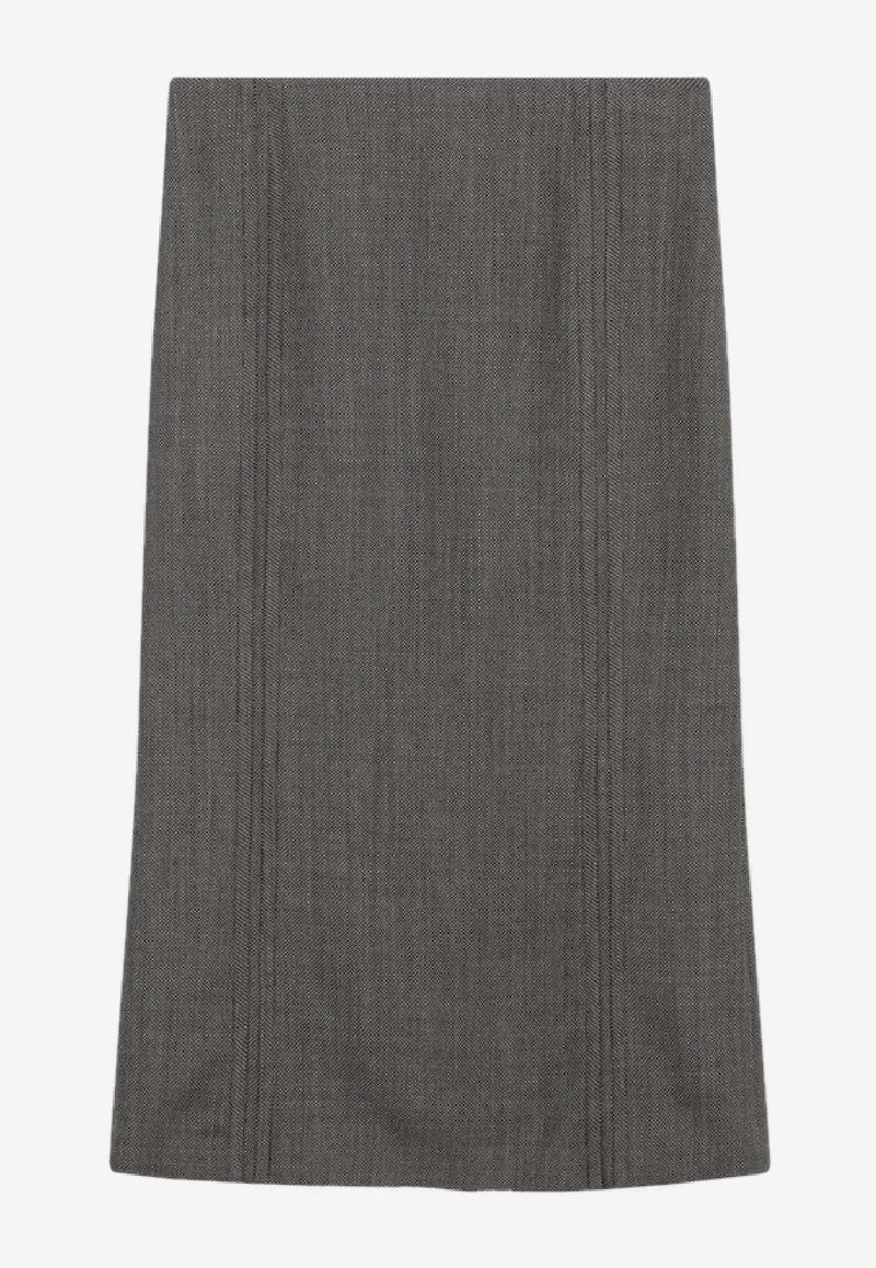 MM6 Maison Margiela Patterned Wool Midi Skirt  Brown S62ME0017M35636/R_MM6-001F