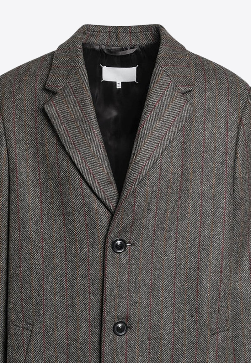 Maison Margiela Single-Breasted Herringbone Wool Coat Brown S67AA0070M35607/R_MARGI-001F