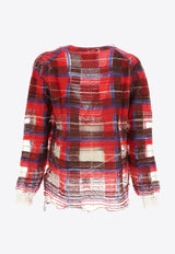 Maison Margiela Destroyed Plaid Check Cardigan Red S67HP0001_S18322_002F