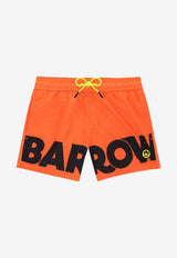 Barrow Kids Boys Maxi Logo Print Swim Shorts Orange S6BKJBSS218_ORANGE