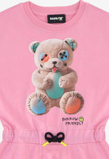 Barrow Kids Girls Teddy Bear Print Dress Pink S6BKJGDR024_PINK