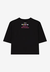 Barrow Kids Girls Sequined Logo T-shirt Black S6BKJGTH132_BLACK