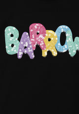 Barrow Kids Girls Sequined Logo T-shirt Black S6BKJGTH132_BLACK