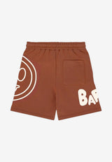 Barrow Kids Boys Drawstring Logo Track Shorts Chocolate S6BKJUBE012_CHOCOLATE