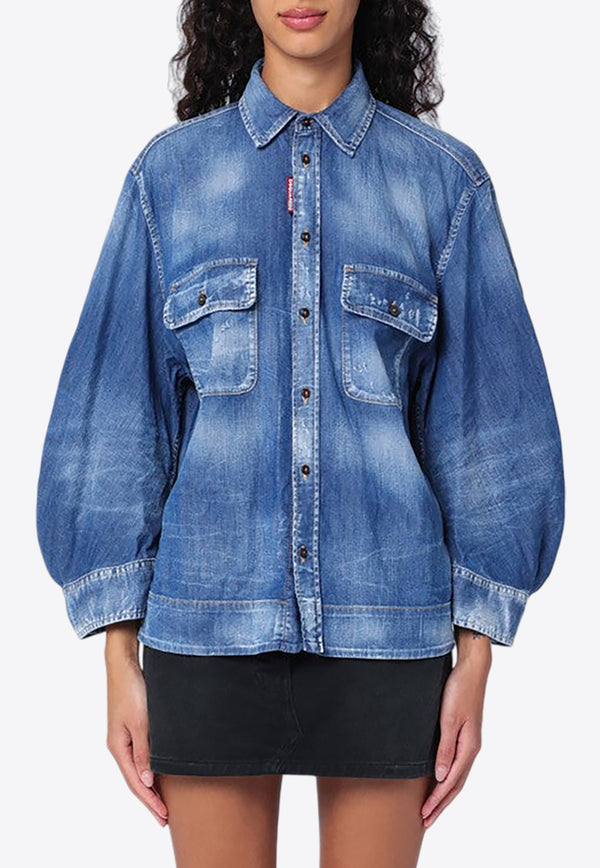 Dsquared2 Washed Denim Shirt Blue S75DL0883S30341/P_DSQUA-470