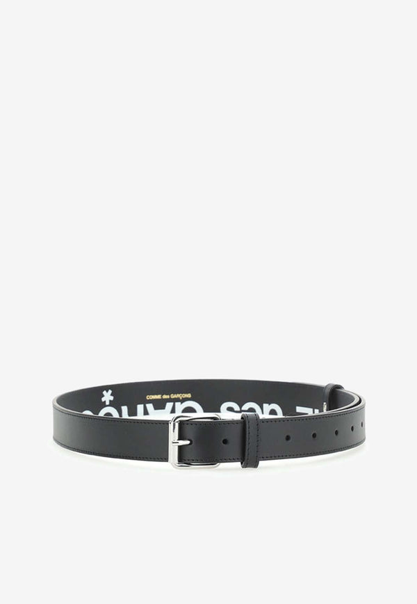 Comme Des Garçons Wallet Huge Logo Print Leather Belt Black SA0911HL_000_BLACK