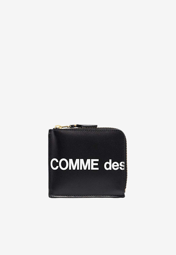 Comme Des Garçons Wallet Huge Logo Leather Zip Wallet Black SA3100HL_000_BLACK