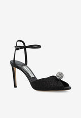 Jimmy Choo Sacora 85 Glittered Sandals with Crystal Sphere Black SACORA 85 EDK BLACK/CRYSTAL