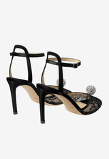 Jimmy Choo Sacora 85 Lace Sandals with Crystal-Embellished Sphere Black SACORA 85 FNB BLACK/CRYSTAL