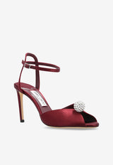 Jimmy Choo Sacora 85 Satin Sandals with Crystal-Embellished Sphere Bordeaux SACORA 85 WCZ DEEP MERLOT/CRYSTAL