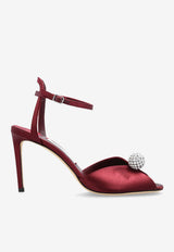 Jimmy Choo Sacora 85 Satin Sandals with Crystal-Embellished Sphere Bordeaux SACORA 85 WCZ DEEP MERLOT/CRYSTAL