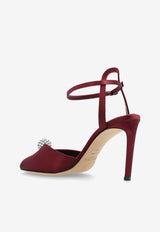 Jimmy Choo Sacora 85 Satin Sandals with Crystal-Embellished Sphere Bordeaux SACORA 85 WCZ DEEP MERLOT/CRYSTAL