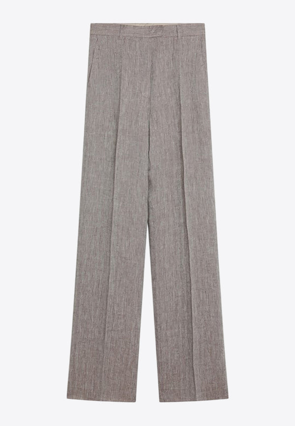 Max Mara Satira Straight-Leg Linen Pants Gray SATIRALI/Q_MAXMS-004