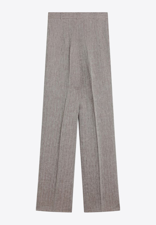 Max Mara Satira Straight-Leg Linen Pants Gray SATIRALI/Q_MAXMS-004