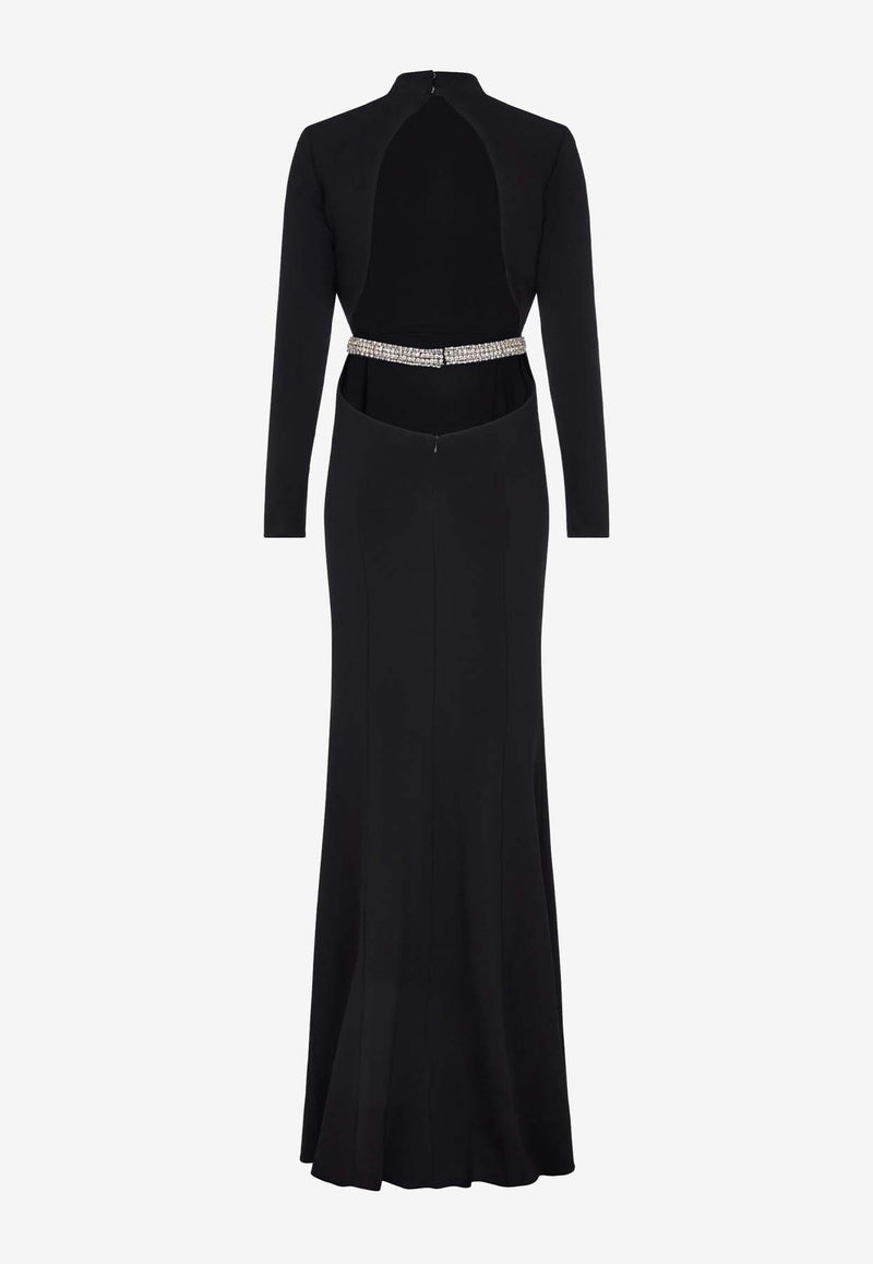 Sabina Bilenko Jade Crystal Belt Gown Black SB-AW24-JAD-DRS-BLK-BLACK