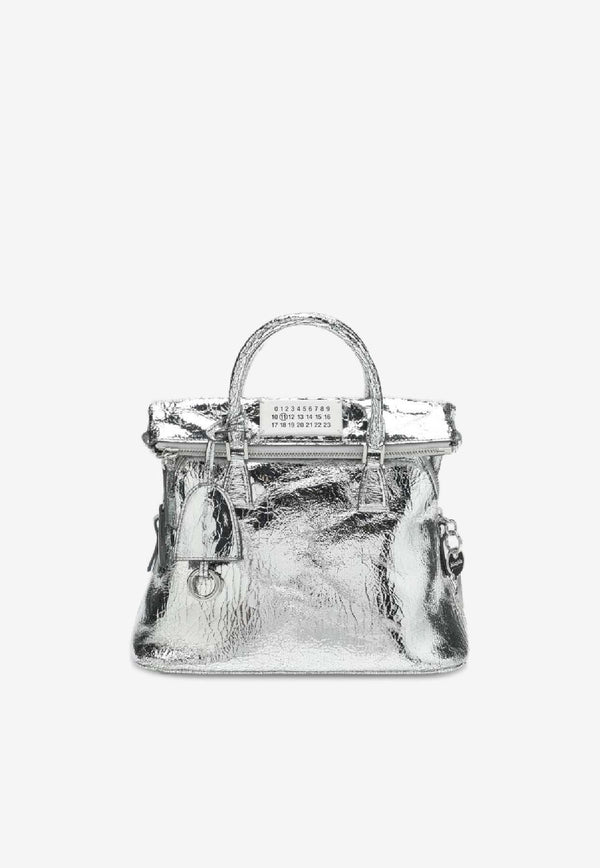 Maison Margiela Mini 5AC Classique Metallic Leather Top Handle Bag Silver SB1WG0075P5016/R_MARGI-H7730