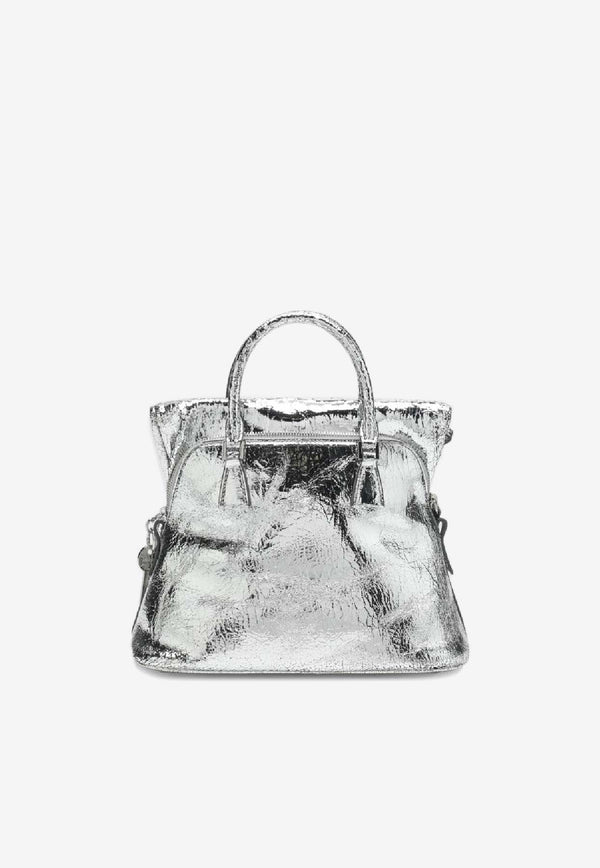 Maison Margiela Mini 5AC Classique Metallic Leather Top Handle Bag Silver SB1WG0075P5016/R_MARGI-H7730