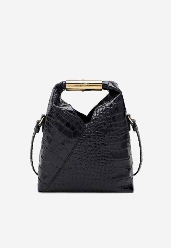 MM6 Maison Margiela Small Japanese Bag in Croc-Embossed Leather Black SB6WD0042P8650/R_MM6-T8013