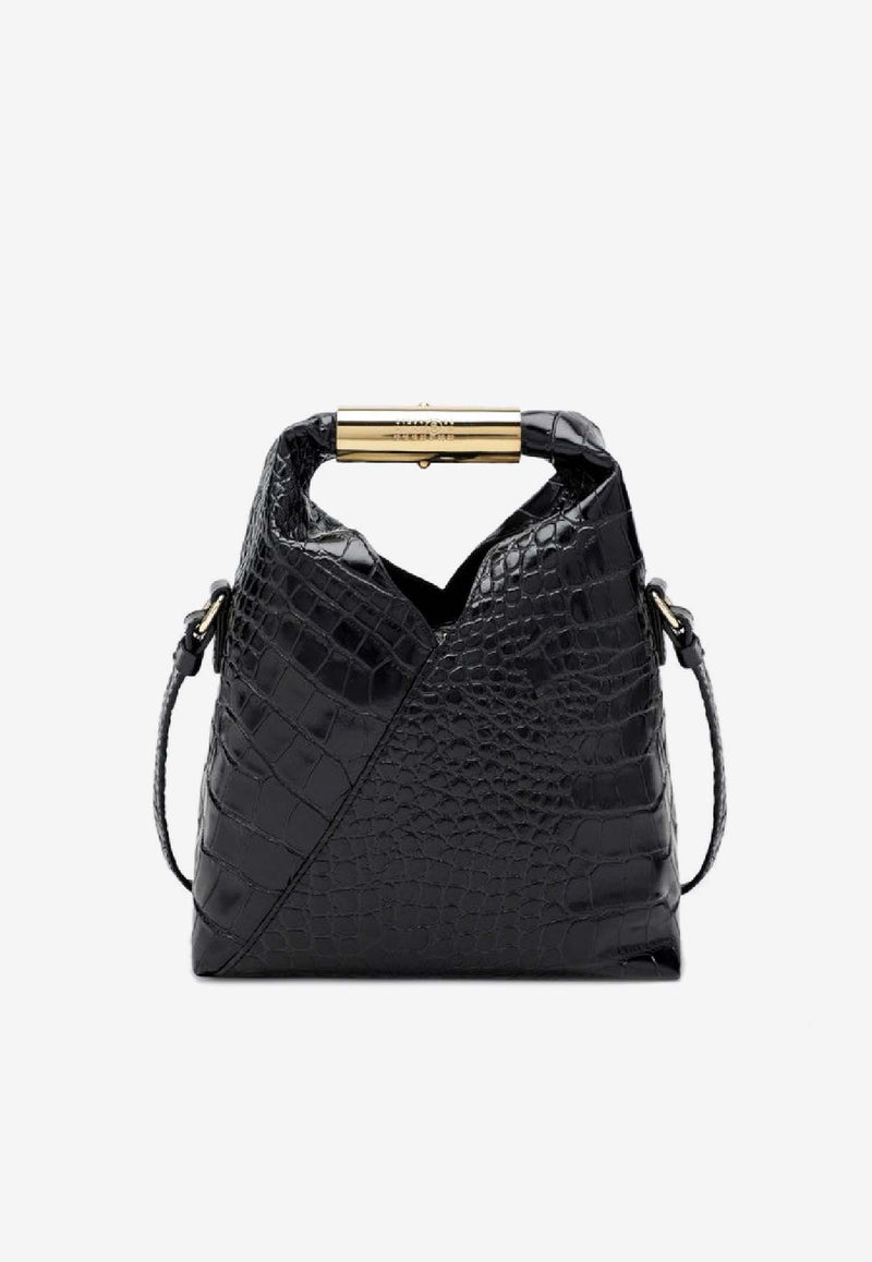 MM6 Maison Margiela Small Japanese Bag in Croc-Embossed Leather Black SB6WD0042P8650/R_MM6-T8013