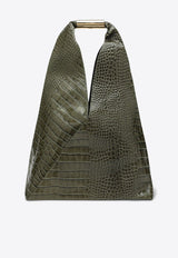 MM6 Maison Margiela Medium Japanese Bag in Croc-Embossed Leather Olive SB6WD0043P8650/R_MM6-T7415
