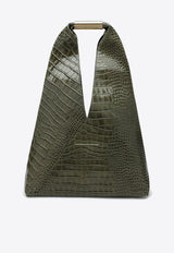 MM6 Maison Margiela Medium Japanese Bag in Croc-Embossed Leather Olive SB6WD0043P8650/R_MM6-T7415
