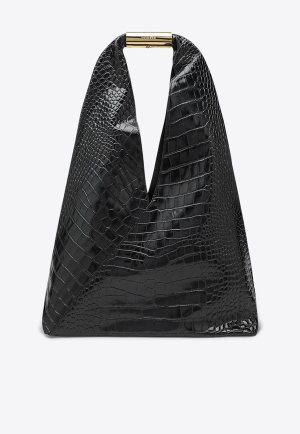 MM6 Maison Margiela Medium Japanese Bag in Croc-Embossed Leather Black SB6WD0043P8650/R_MM6-T8013