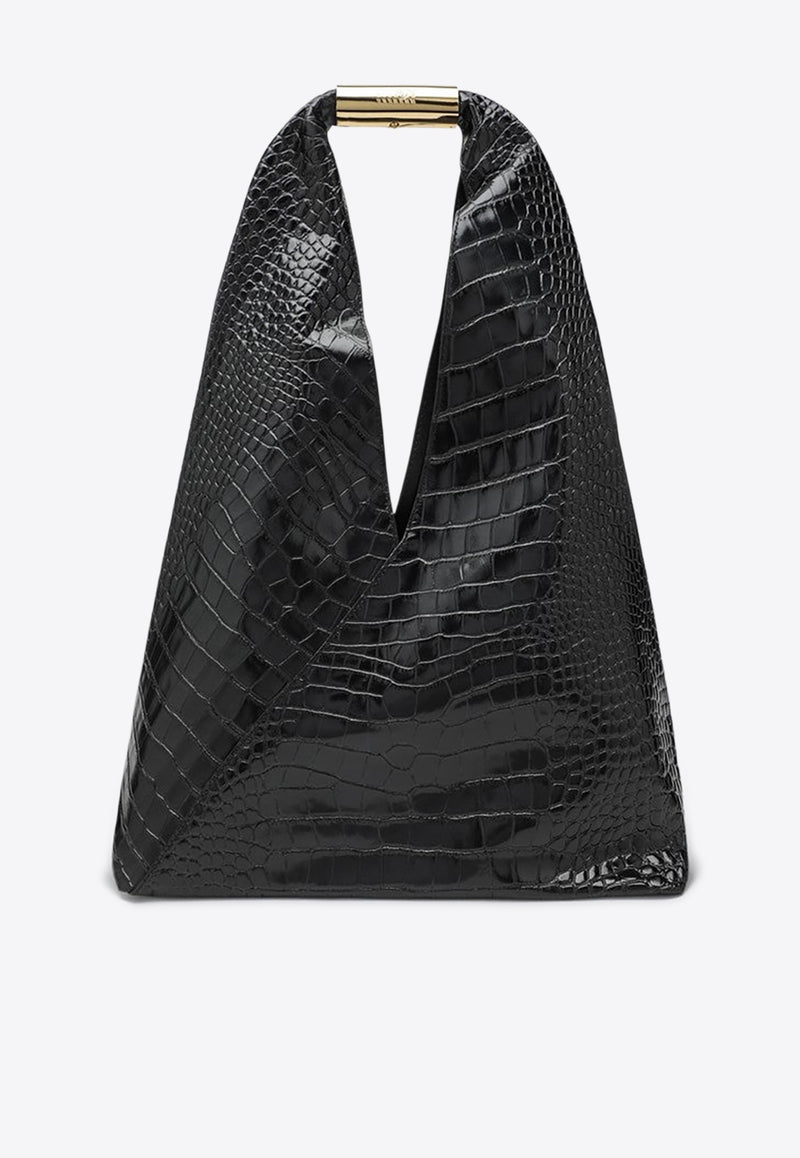 MM6 Maison Margiela Medium Japanese Bag in Croc-Embossed Leather Black SB6WD0043P8650/R_MM6-T8013