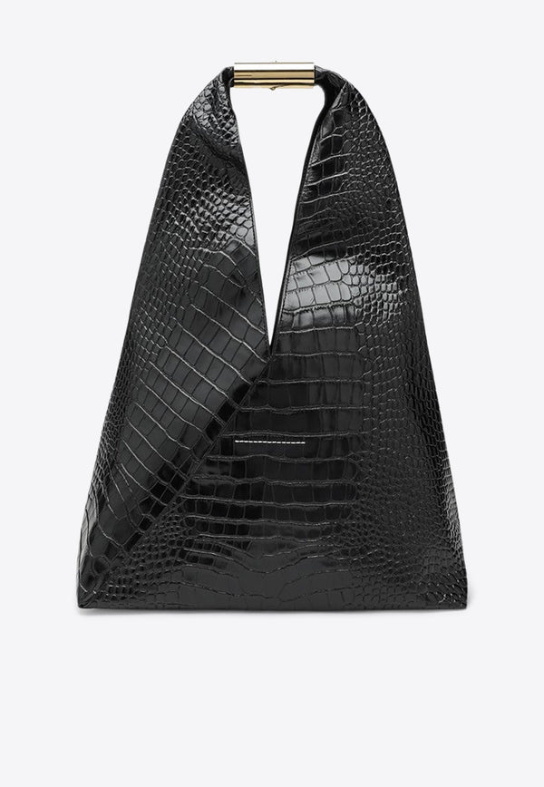 MM6 Maison Margiela Medium Japanese Bag in Croc-Embossed Leather Black SB6WD0043P8650/R_MM6-T8013