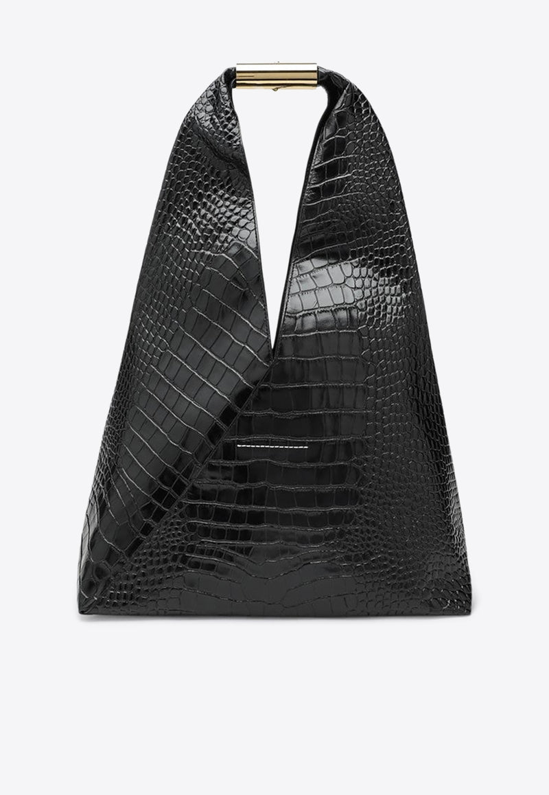 MM6 Maison Margiela Medium Japanese Bag in Croc-Embossed Leather Black SB6WD0043P8650/R_MM6-T8013