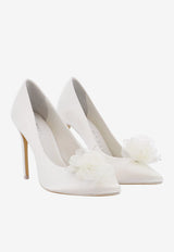 Sophia Webster Rosette 100 Satin Pumps Ivory SBR26003_IVORY
