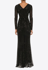 Self-Portrait Crystal Mesh Crossover Maxi Dress Black SC24-002X-BBLACK