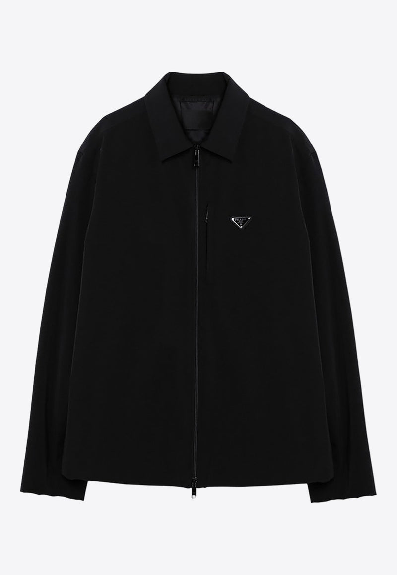 Prada Triangle Logo Zip-Up Shirt Black SC640M11QL/P_PRADA-F0002