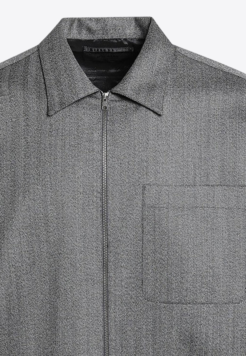 Prada Wool Zip-Up Overshirt Gray SC824OOO15O1/R_PRADA-F0031