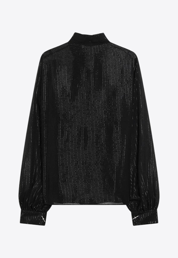 Max Mara Pianoforte Scafati Silk-Blend Striped Blouse Black SCAFATISI/R_MAXMP-003