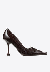 Scarlett 95 Croc Embossed Leather Pumps