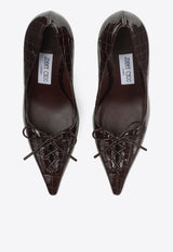 Scarlett 95 Croc Embossed Leather Pumps